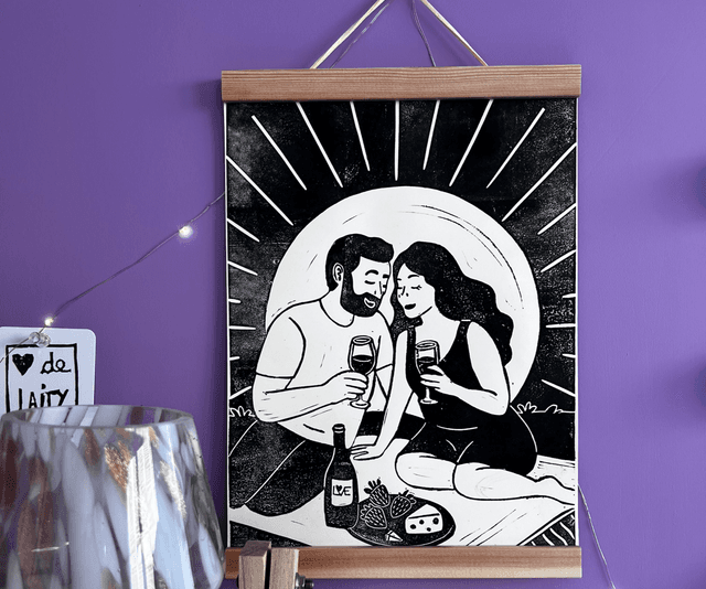 Affiche - Pic-Nic lovers - linogravure - format A4