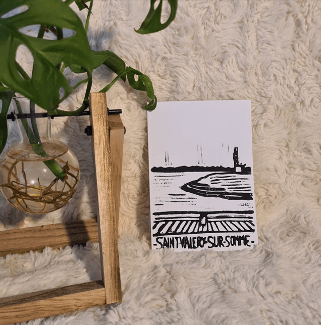 Baie de Somme lovers - carte postale en linogravure