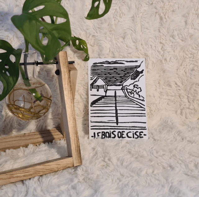Baie de Somme lovers - carte postale en linogravure