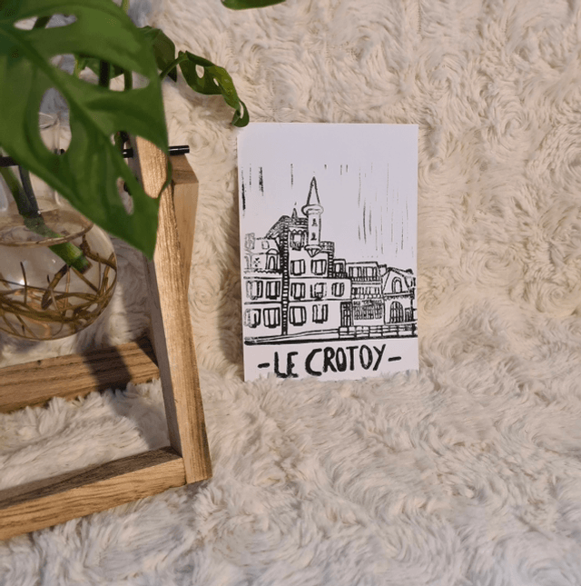 Baie de Somme lovers - carte postale en linogravure