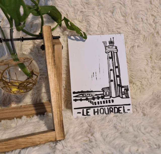 Baie de Somme lovers - carte postale en linogravure