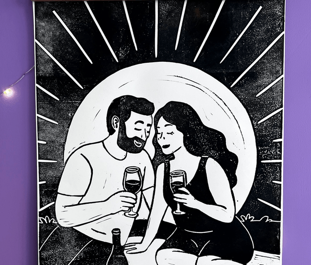 Affiche - Pic-Nic lovers - linogravure - format A4