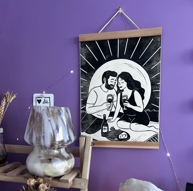 Affiche - Pic-Nic lovers - linogravure - format A4