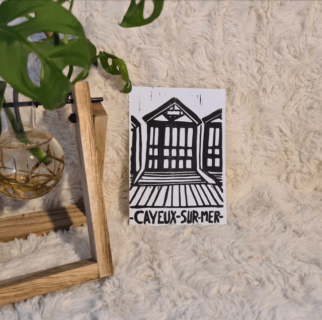 Baie de Somme lovers - carte postale en linogravure