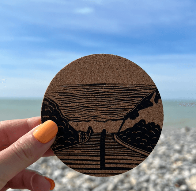Dessous de verre Baie de Somme en liège imprimé à la main