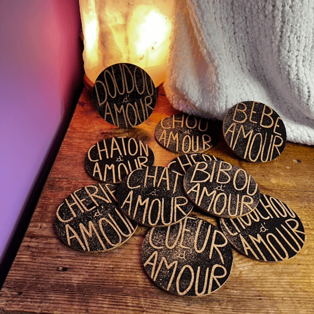 Dessous de verre - Mes amis, mes amours 🖤 (BFF d’amour, coeur d’amour, bibou d’amour…)