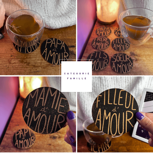 Dessous de verre - We are Family ✨ (Maman d’amour, papa d’amour jusqu’aux cousins et filleuls…)