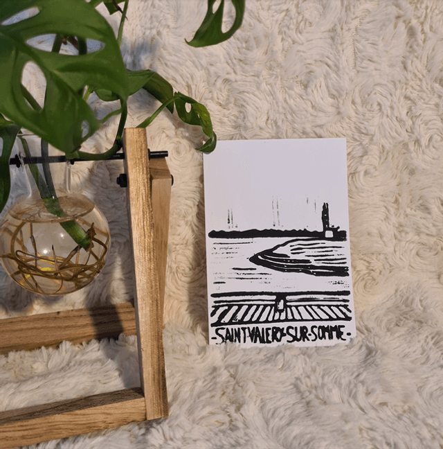 Baie de Somme lovers - carte postale en linogravure